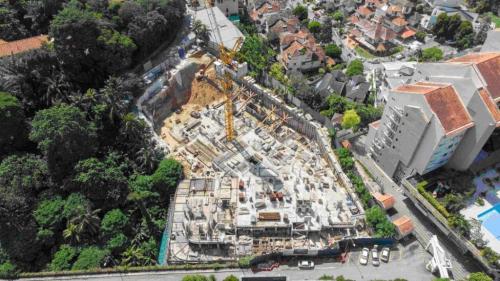 *Aerial view of the project, on the left is the greens and on the right is Damansara Villa/ Jelutong Villas (This photo is not updated due to the ongoing MCO) 