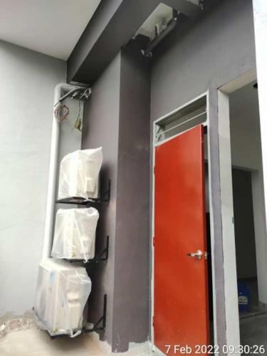 Block A - air con installation in progress.