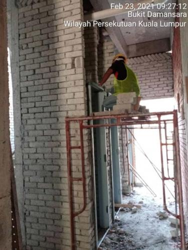 Block B - brickworks to common area.