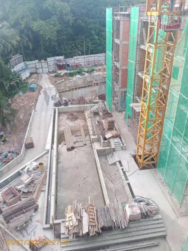 Aerial view of swimming pool. Ponding test completed.