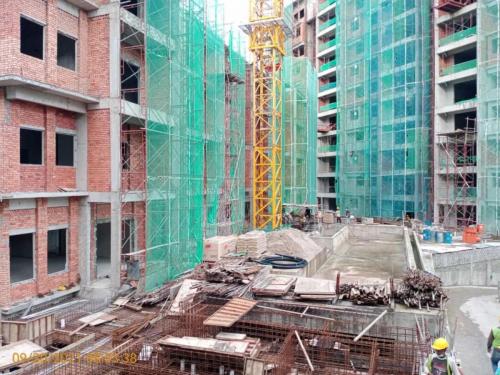 Block A - brickwork completed.