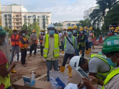 Daily temperature reading for workers and sanitizing before work