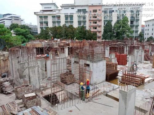 Block A - LG1 columns & lift core walls.