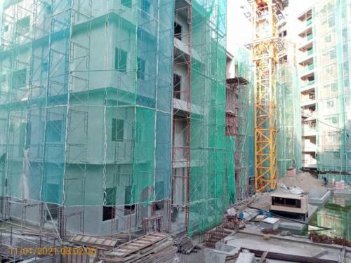 Block A - external plastering in progress. 