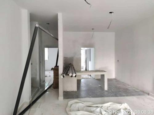 Block B - ceiling and floor tiles in progress.