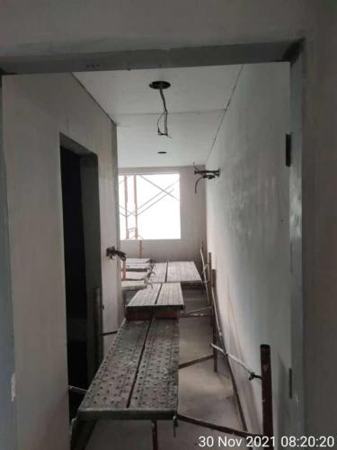 Block B - skim coating to walls in progress.