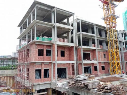 Block A - View from the main entrance with brickworks in progress.