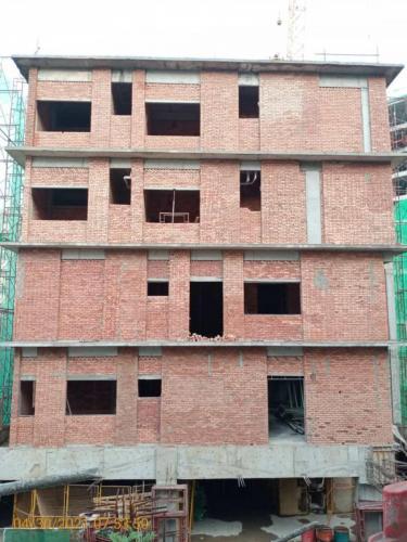 Block A - external brickwork completed.