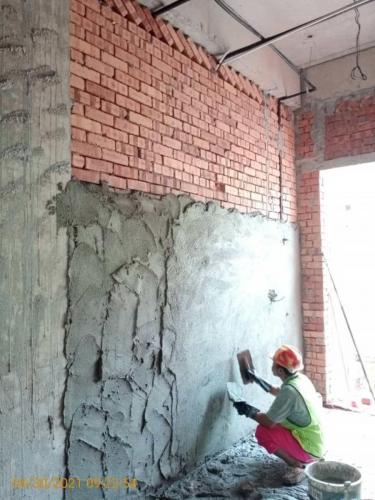 Block A - Internal plastering in progress. 