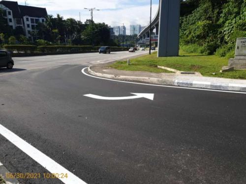 Repaving and road signage completed at Jalan Duta/Jalan Bukit Ledang junction.