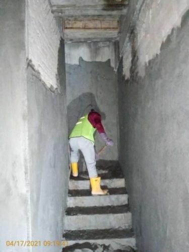 Block A - plastering to staircase. 