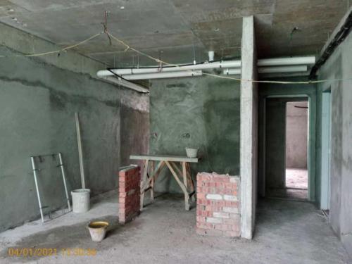 Block B - kitchen brickworks in progress.