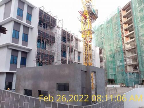 Block A & B - front view with the gym in the foreground.