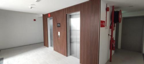 Lift lobby cladding completed. 