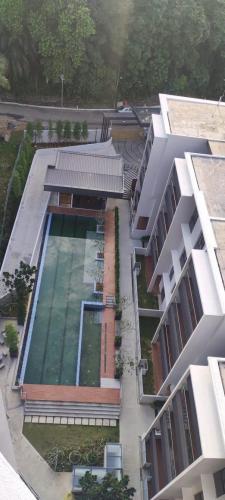 Overhead view of 25m swimming pool. 