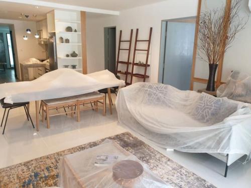 Show Unit - Living room looking into dining and kitchen.